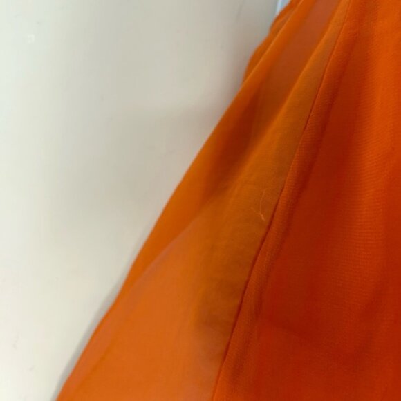 ZARA Cami Blouse Tank Top Chiffon Flowy V-neck Criss cross Bright Orange 00s S - Picture 9 of 13